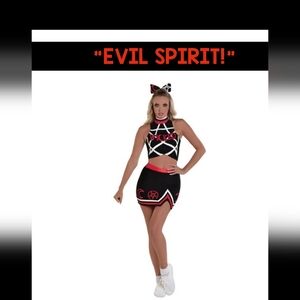 PARTY TIME BRAND "EVIL SPIRIT!" GOTH CHEERLEADER WOMENS COSTUME SIZE XL NEW!